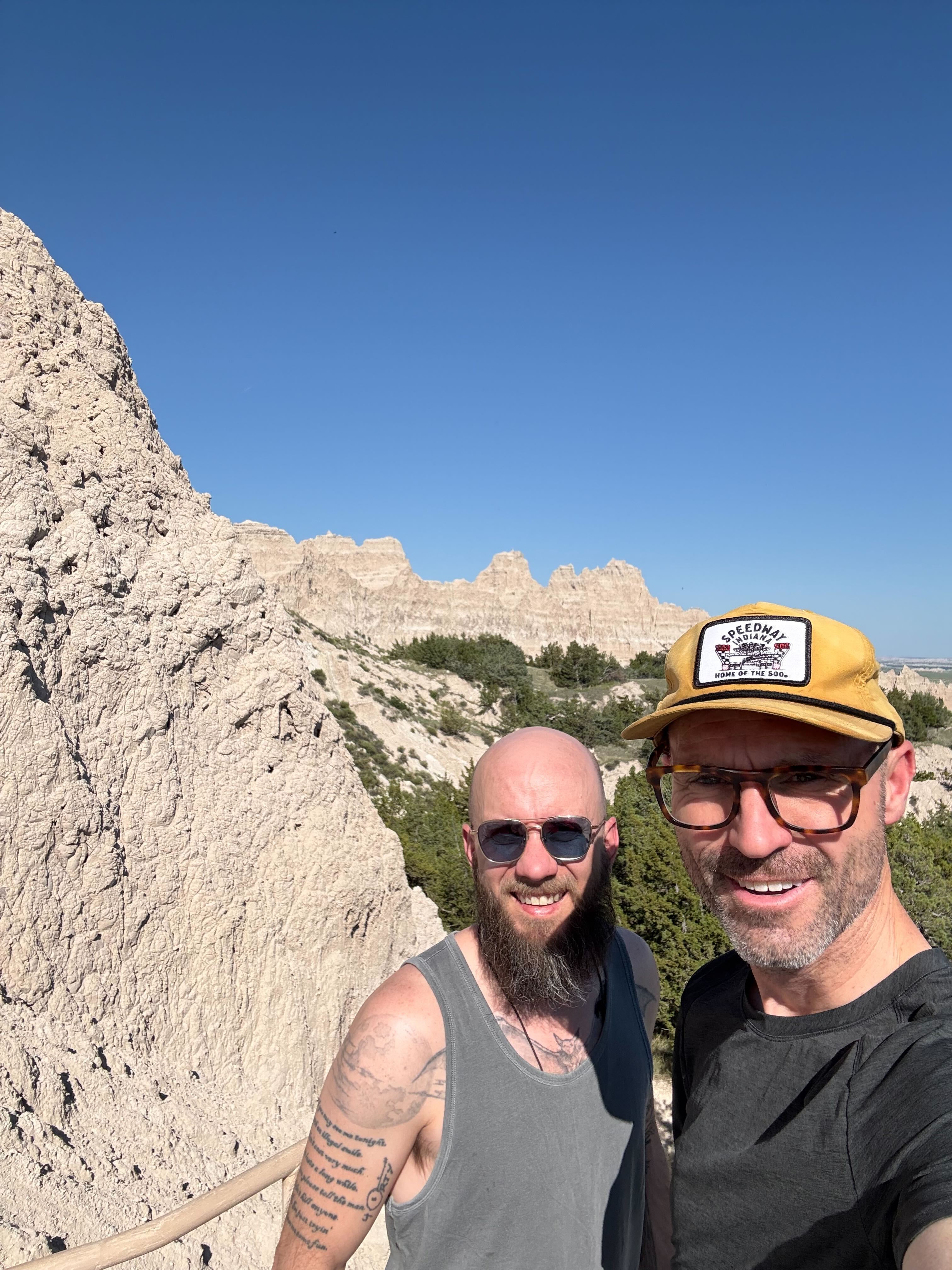Josh and Luke of the Grover team hiking on their way to AVE